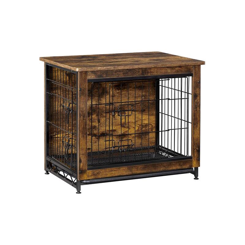Wooden Dog Crate with Removable Tray, Indoor Pet Crate End Table