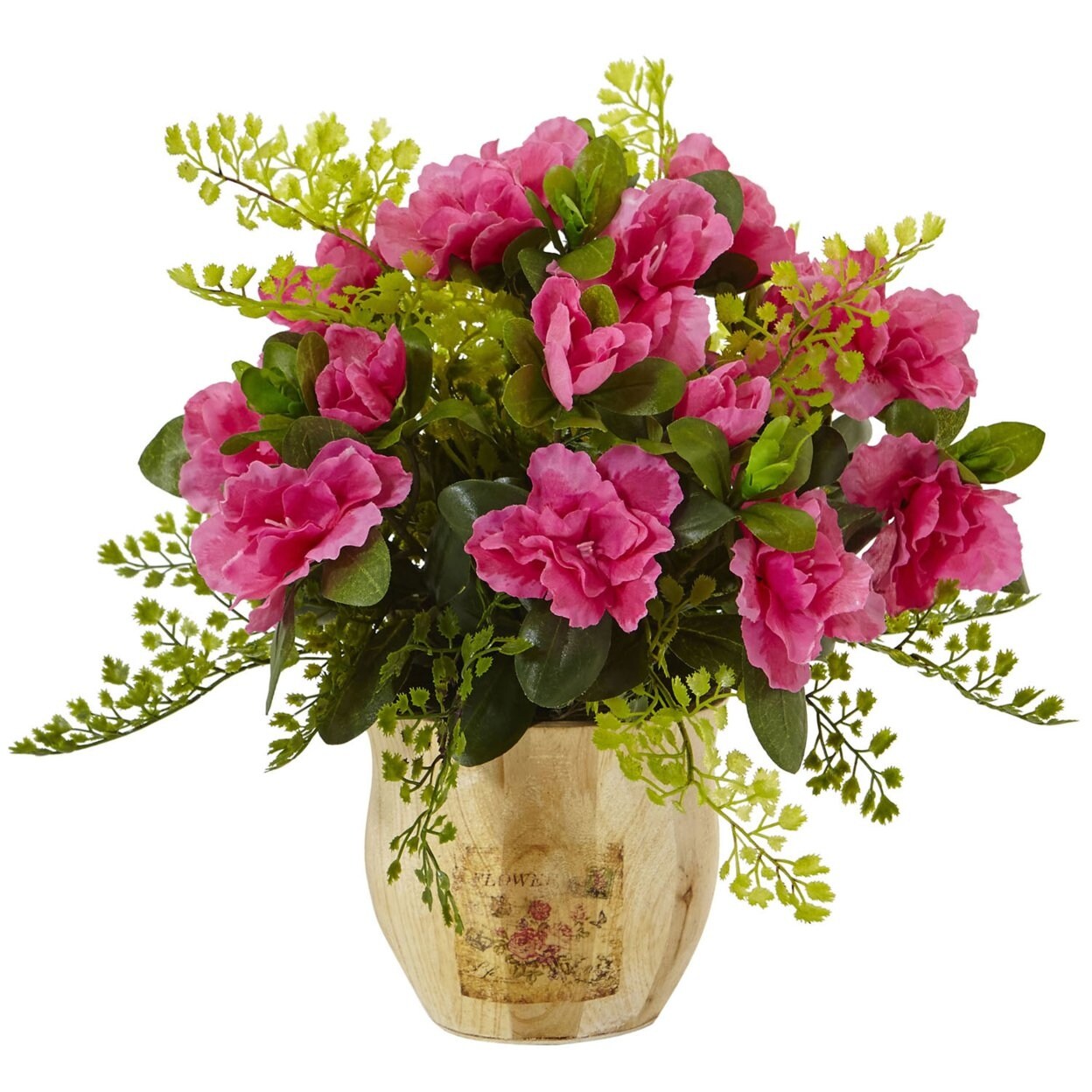 Shop Nearly Natural Home Decor Azalea And Maiden Hair With Planter