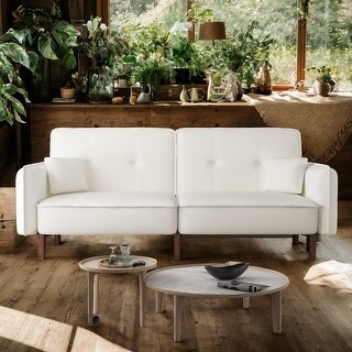 Comfortable Cotton Linen Fabric Sofa bed With Solid Wood Legs - Bed ...