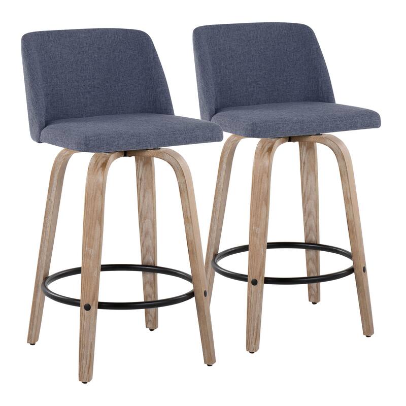 Carson Carrington Vallberga 26" Fixed-Height Counter Stool With Whitewashed Wood Base (Set of 2)