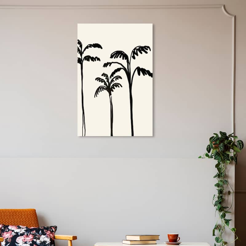 Wynwood Studio Canvas Floral and Botanical Palms Minimalist Black and Modern & Contemporary Wall Art Canvas Print - 30 x 20