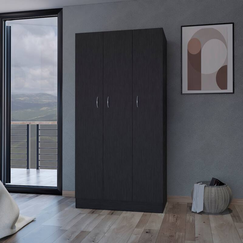 Augusta 3-Door Wardrobe with Hanging Rod White - White