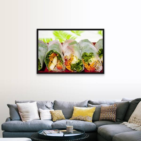 Shop Rice Paper Rolls With Vegetable Filling Close Up Black