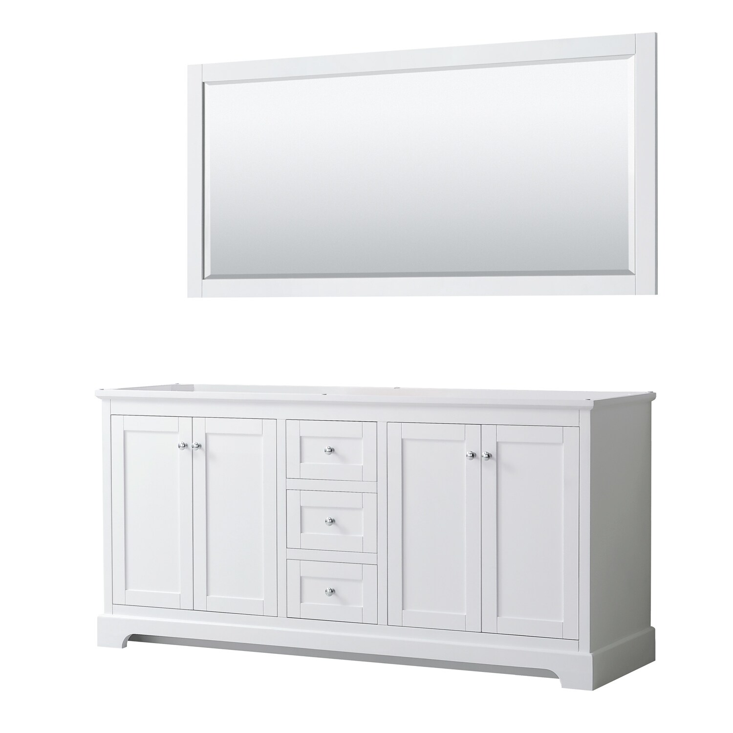 Avery 72inch Double Vanity, No Top, No Sinks, 70inch Mirror