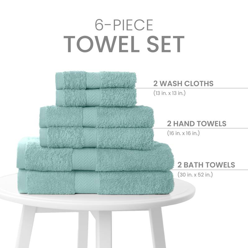 Martex 6 PC 100% Ringspun Cotton Towel Set Highly Absorbent & Soft