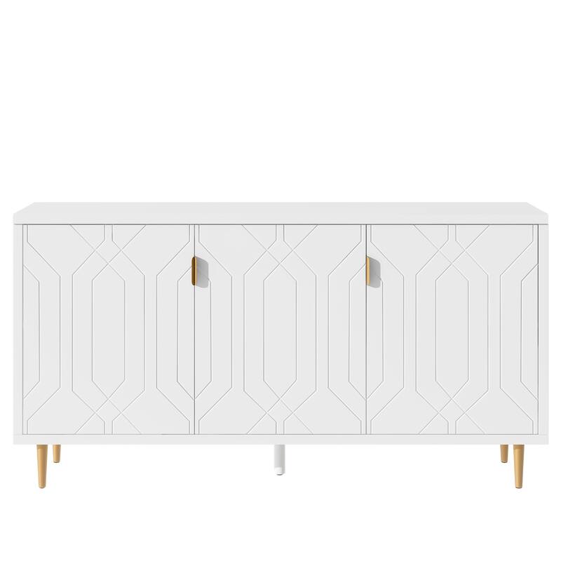 Scandinavian Style TV Stand with 3 Doors & Adjustable Shelves, Fits TVs Up to 70 Inches