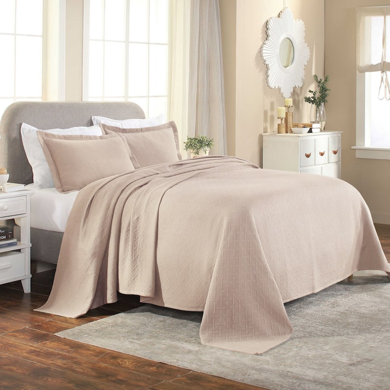 Superior Basketweave Cotton Decorative Bedspread Set