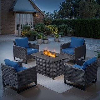 4 Pieces Patio Chair with Fire Pit Table - Bed Bath & Beyond - 42616124