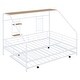 preview thumbnail 11 of 18, White Full Size Metal House Bed with Trundle and Roof for Kids' Rooms