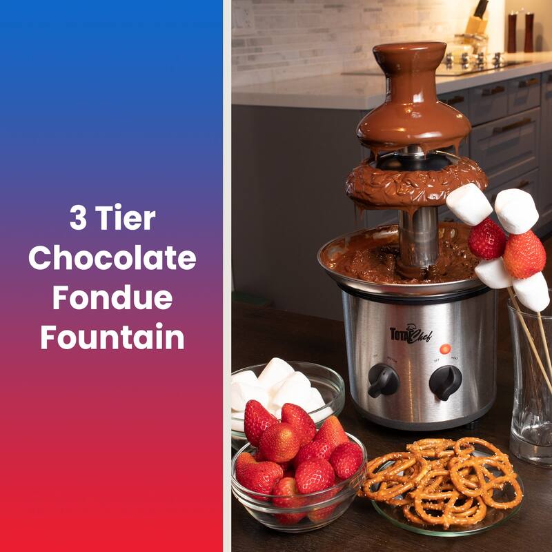 Total Chef 3 Tier Chocolate Fondue Fountain, 1.5 lbs (680 g) Capacity