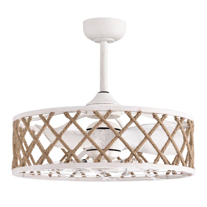 Shaunda 25 Inch Scandinavian Rope Details Fandlier 6 Light with Remote