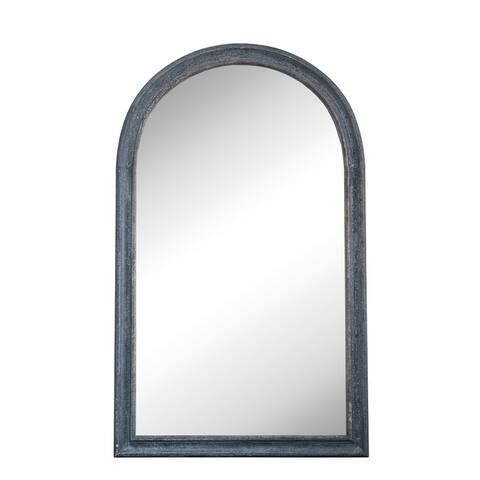 Distressed Black Wood Framed Wall Mirror with Arched Top - Distressed Black