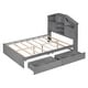 preview thumbnail 9 of 8, Full Size Wood Platform Bed with House Headboard and 2 Drawers, Grey