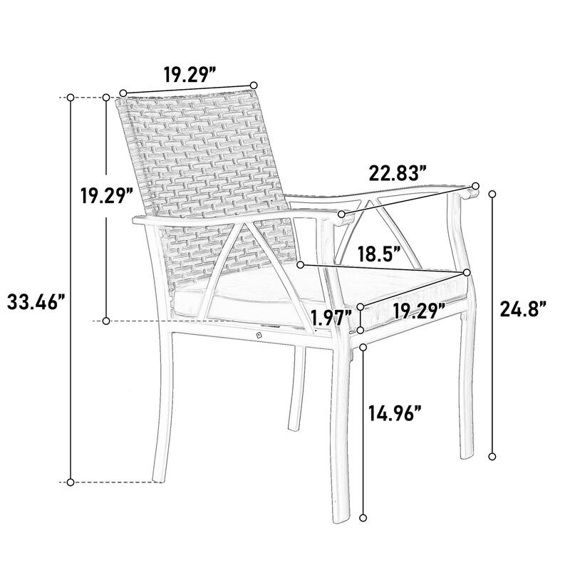 7-Piece Outdoor Patio Steel Dining Set with 59" Rectangular Table, 2 Swivel Rocker & 4 Armchairs, and Rattan Backrest