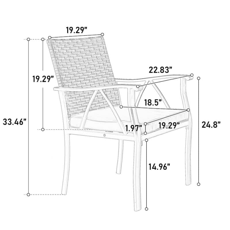 7 Piece Patio Dining Set, Outdoor Wicker Conversation Set for Backyard Garden Deck Poolside, Brown
