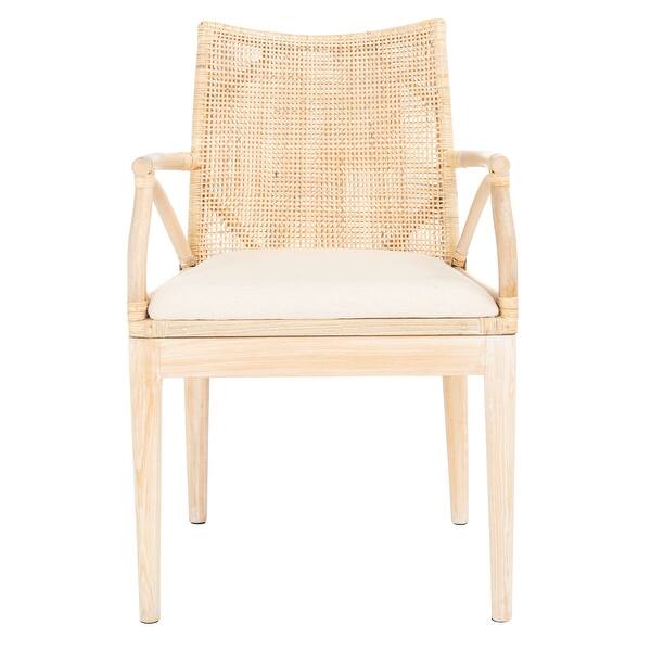 SAFAVIEH Gianni Tropical Coastal Cushion Arm Chair - 21.5" W x 23.5" L x 32.3" H