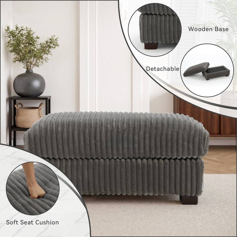 40"W Cotton Flannel Modular Sectional Ottoman