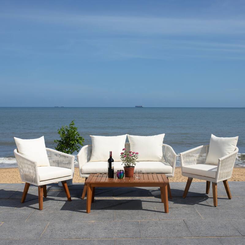 SAFAVIEH Outdoor Erinka 4-Piece Living Set - 55W x 30D x 28H