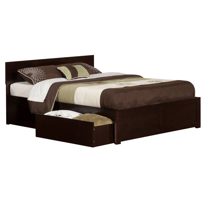 Platform Bed - Storage Drawers & Flat Panel Footboard - Modern Bedroom Furniture