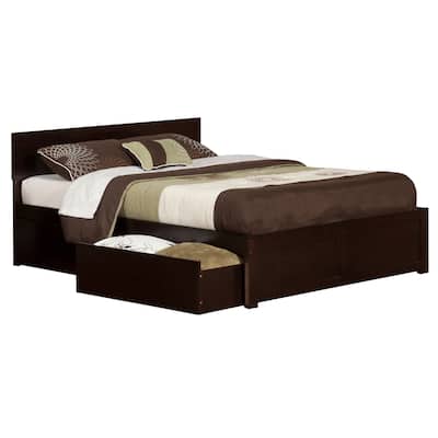 Platform Bed - Storage Drawers & Flat Panel Footboard - Modern Bedroom Furniture