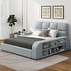preview thumbnail 14 of 19, Queen Size Upholstered Platform Bed with Multimedia Nightstand and Storage Shelves Storage Bed Frame for Kids Teens Adults