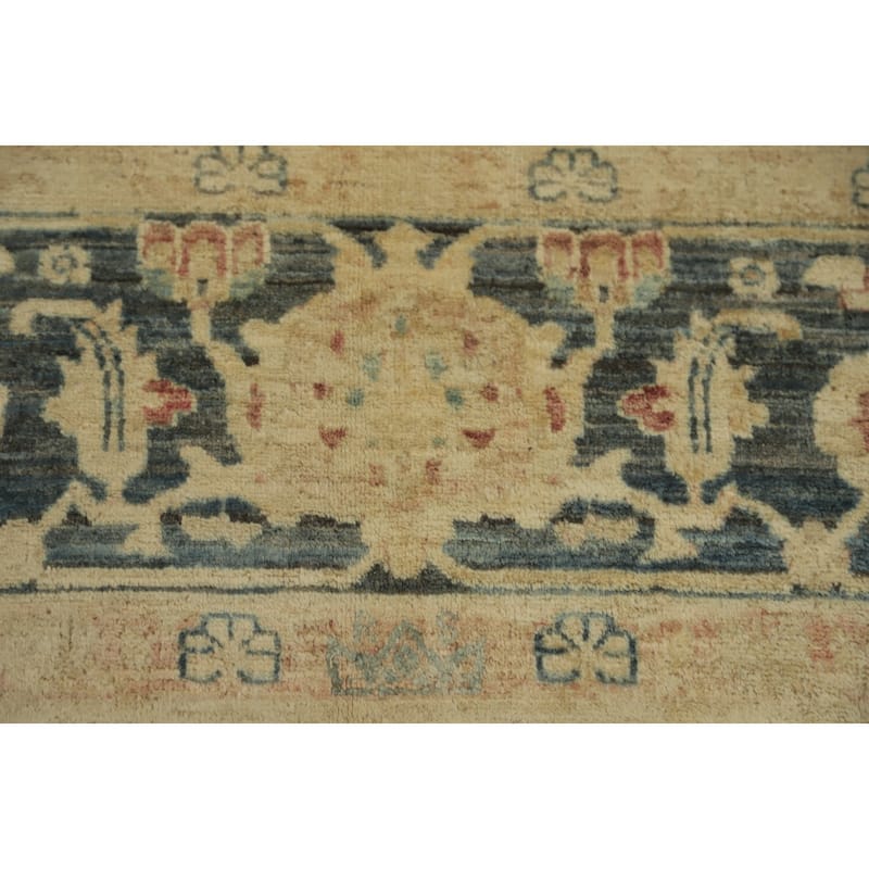 Hand Knotted Traditional Wool Beige Geometric Area Rug - 9' 9'' X 8' 3''