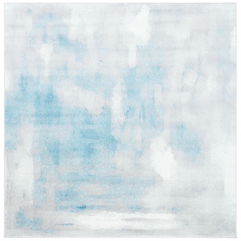 SAFAVIEH Skyler Kenzie Modern Abstract Watercolor Rug - 6'7" Square - Grey/Blue