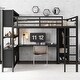 preview thumbnail 41 of 50, All-in-One Metal Loft Bed with L-Shaped Desk & Wardrobe, Bedrooms Bed Frame with Storage Cubes, Shelves, Full-Length Guardrails Black - Queen