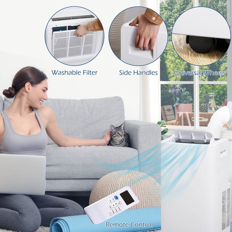 12000 BTU Portable Air Conditioner 4 in 1 with Dehumidifier and Fan. Remote Control. For Rooms up to 549 Sq Ft