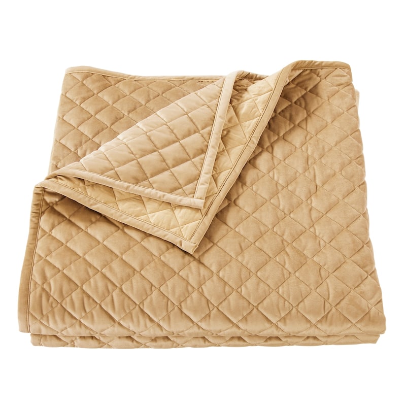 HiEnd Accents Velvet Diamond Quilt, 1PC - Gold - Queen