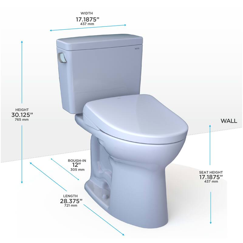 Toto MW7764736CEFG#01 Drake 1.28 GPF Two Piece Elongated Chair Height Toilet