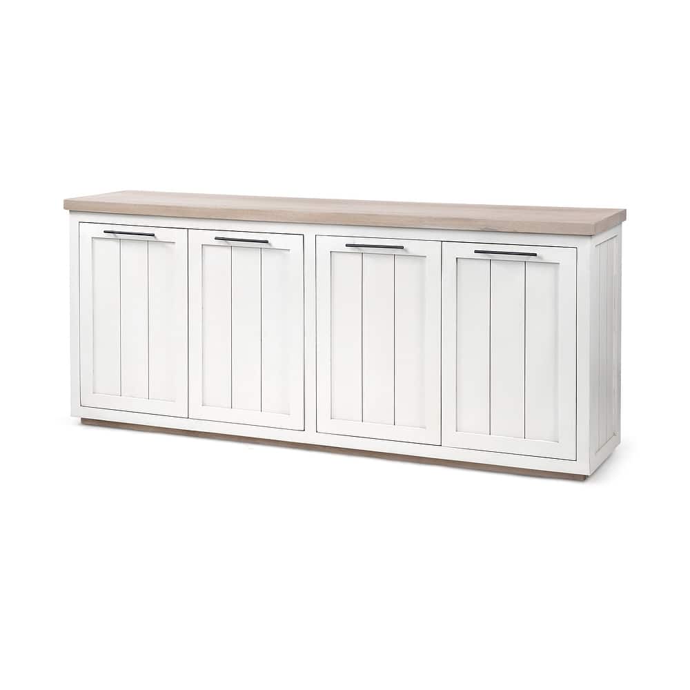 Fairview III Light Brown & White Solid Wood w/ 4 Cabinet Door Sideboard - 73"W x 17"D x 32"H