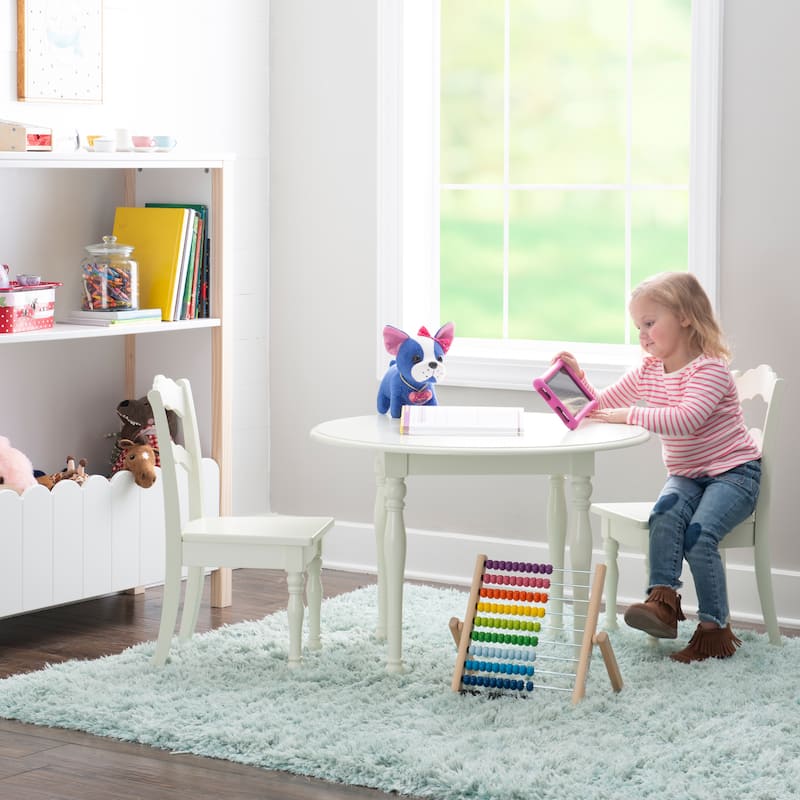 Kids White Table and 2 Chairs