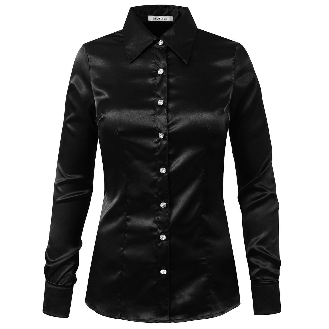 womens black button down dress shirt