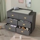 preview thumbnail 3 of 13, Dresser 6 Drawers With Baby Changing Table In White/Grey Golden Handle - 45.1"W