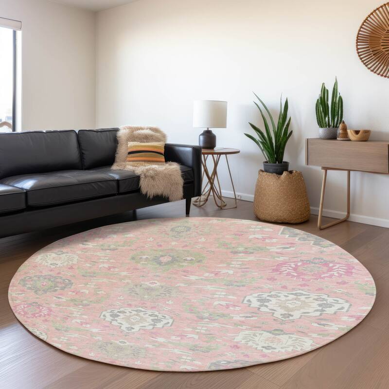 Premium Washable Super Soft Traditional Majestic Mayfield Rug - Pink - 8' x 8'