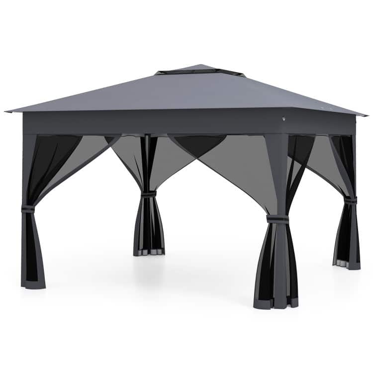 11x11 FT Pop-Up Canopy Tent with Mesh Sidewalls Adjustable Height Outdoor Gazebo