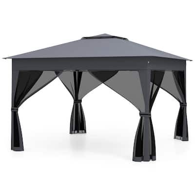11x11 FT Pop-Up Canopy Tent with Mesh Sidewalls Adjustable Height Outdoor Gazebo