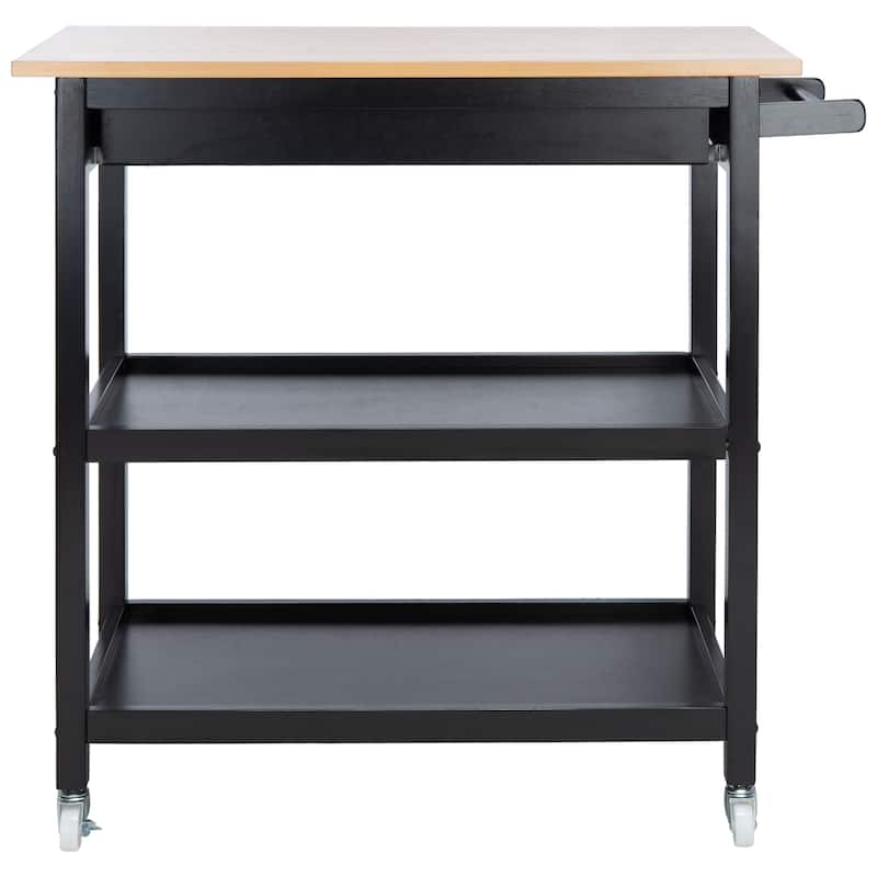 SAFAVIEH Cohyn 1-Drawer 2-Shelf Kitchen Bar Cart with Wheels - 39" W x 17.7" L x 36.2" H