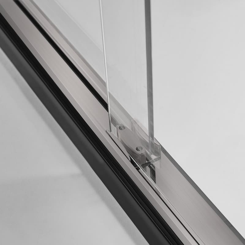 Frederick 59 in. W x 58 in. H Sliding Semi-Frameless Shower Door in Brushed Nickel with Clear Glass - 60 x 58 - 60 x 58