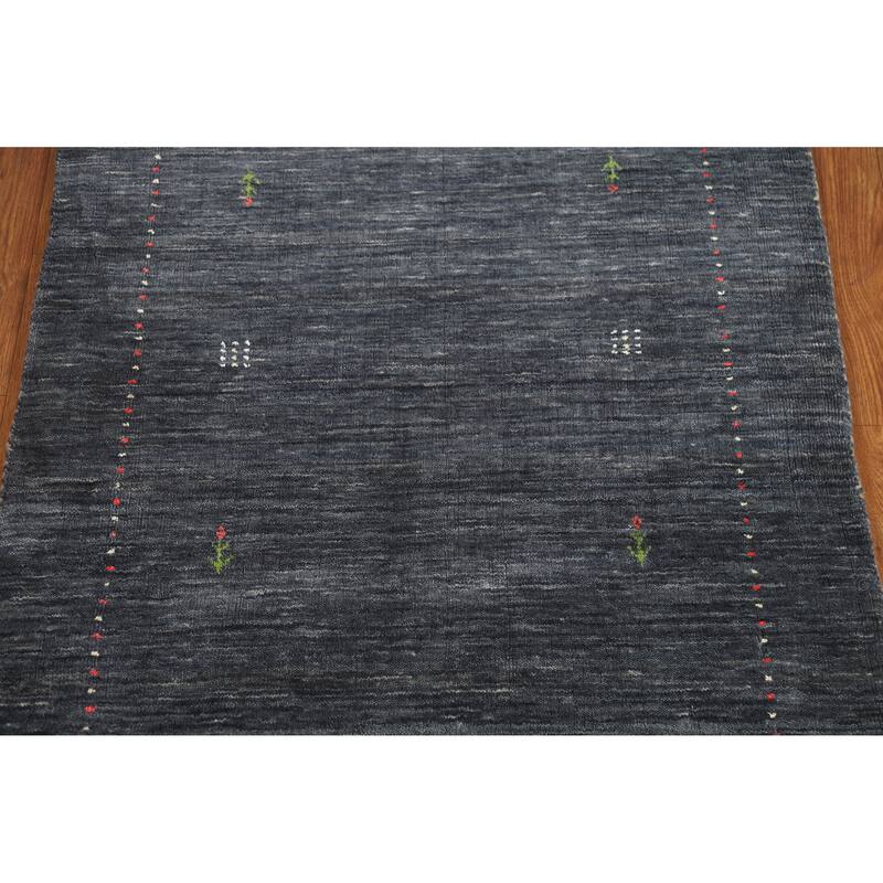 Hand Knotted Oriental 100% Wool Carpet Tribal Animal Pictorial Greys & Charcoal Gabbeh Area Rug - 4' 11'' X 3' 0''