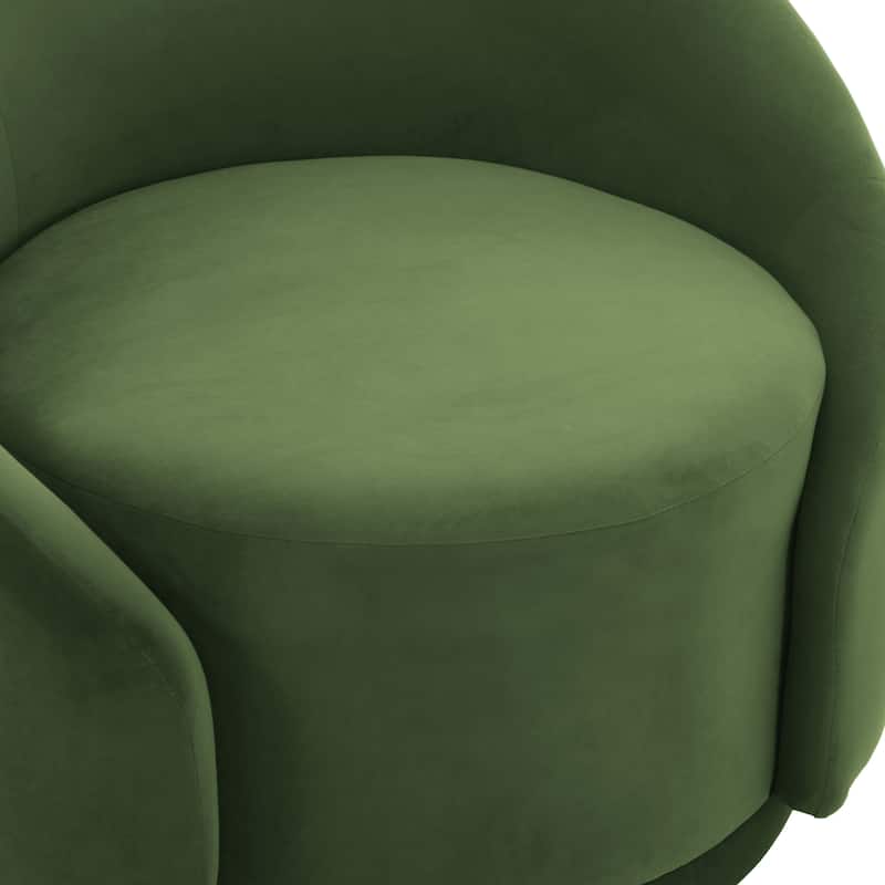 35" Wide Velvet/ Boucle Swivel Barrel Accent Chair
