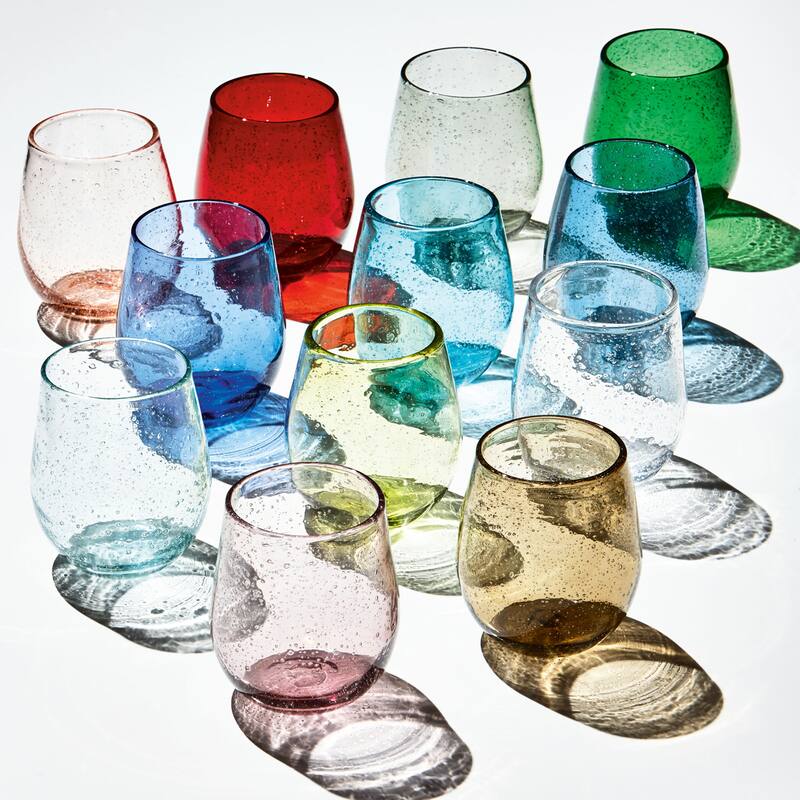 16 oz. Bubble Glass Stemless Wine Drinkware Blush Dishwasher Safe Beverage Glassware For Dinner Party Wedding Restaurant Bar