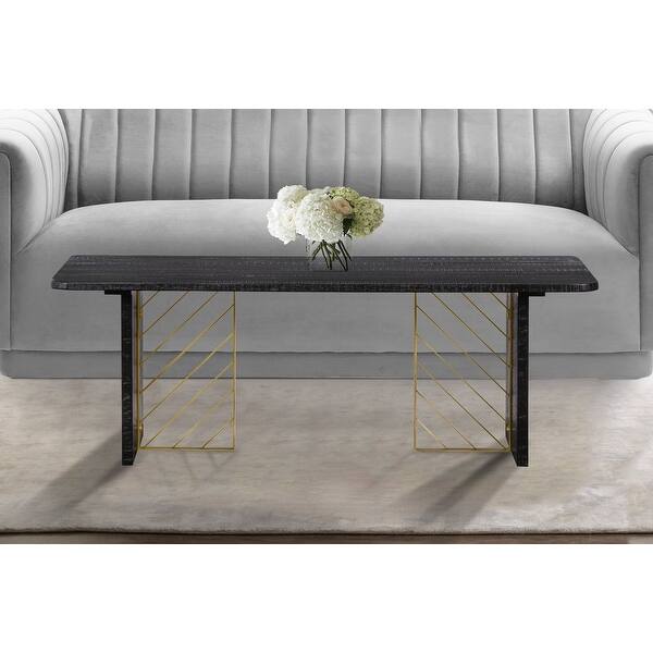 Monaco Black Wood And Antique Brass Coffee Table On Sale Overstock 31292631