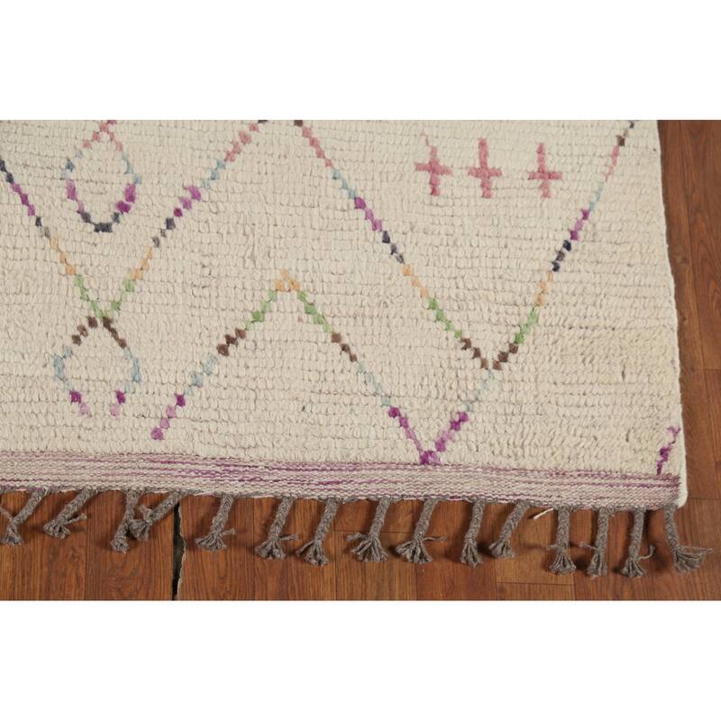 Geometric Moroccan Area Rug Handmade Wool Carpet - 5'10"x 9'9"