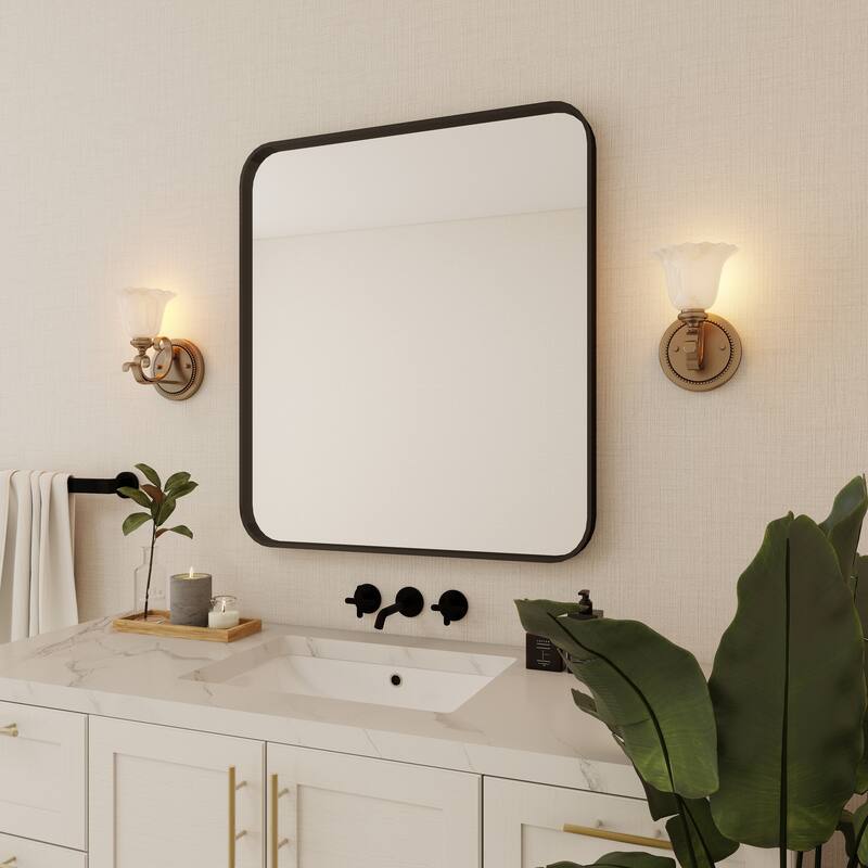 Organnice Rectangular Aluminum Frame Vanity Bathroom Mirror with Clear Glass