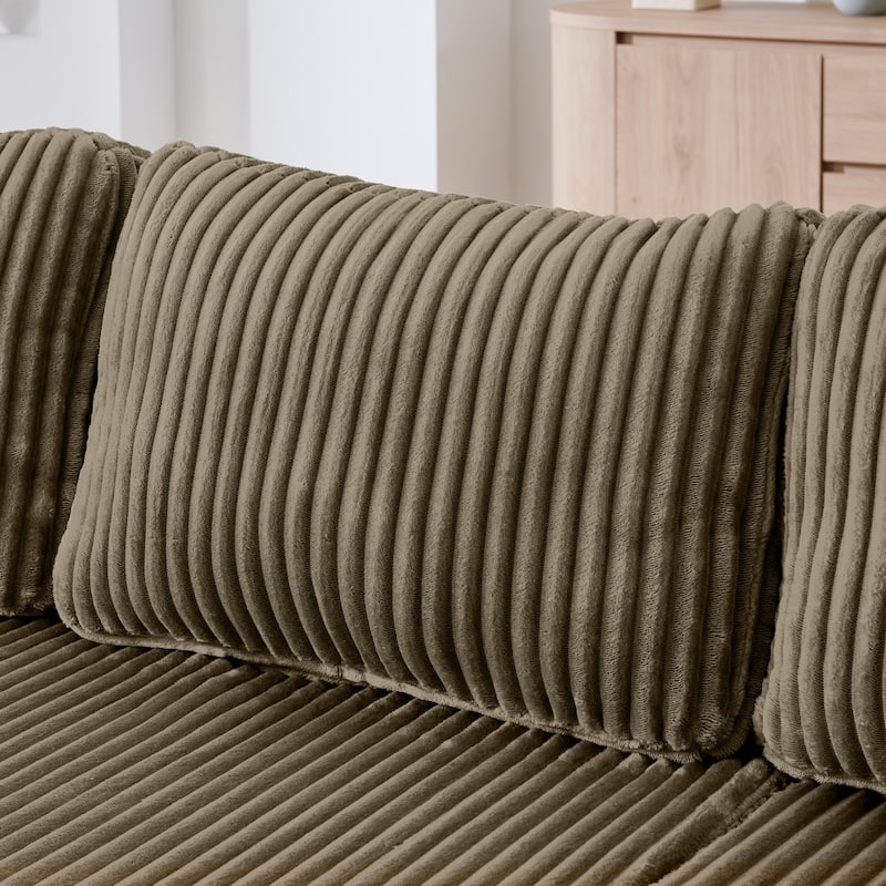 132.48" U-shaped Modular Square Armrests Sectional Sofa with 2 Pillows