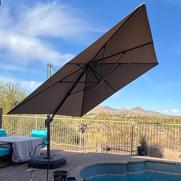 hanging rectangle patio umbrella Tangkula 10 FT Umbrella, Offset Cantilever Outdoor with Cross Base, Crank, 8 Ribs, for Garden, Poolside and Backyard (Beige) : Patio, Lawn & Garden Easier to Use HAPPATIO 10FT Patio Cantilever Umbrella,