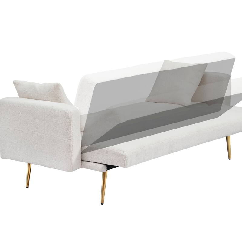 71.7" Teddy Velvet Sofa Bed with Two Deluxe Cushions