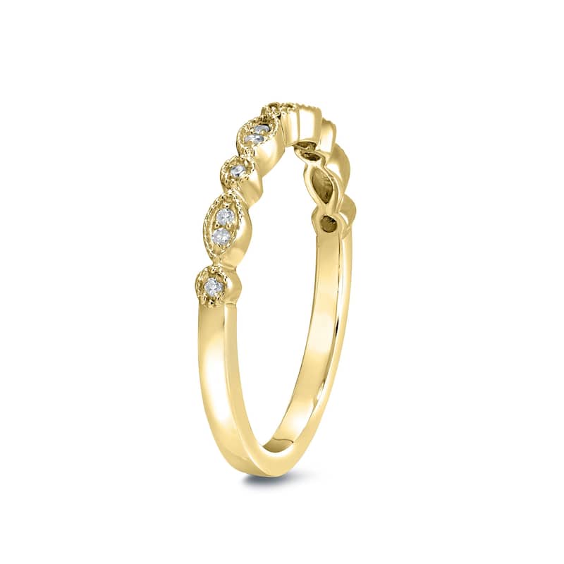 Auriya 14k Gold 1/10ctw Vintage Diamond Wedding Band